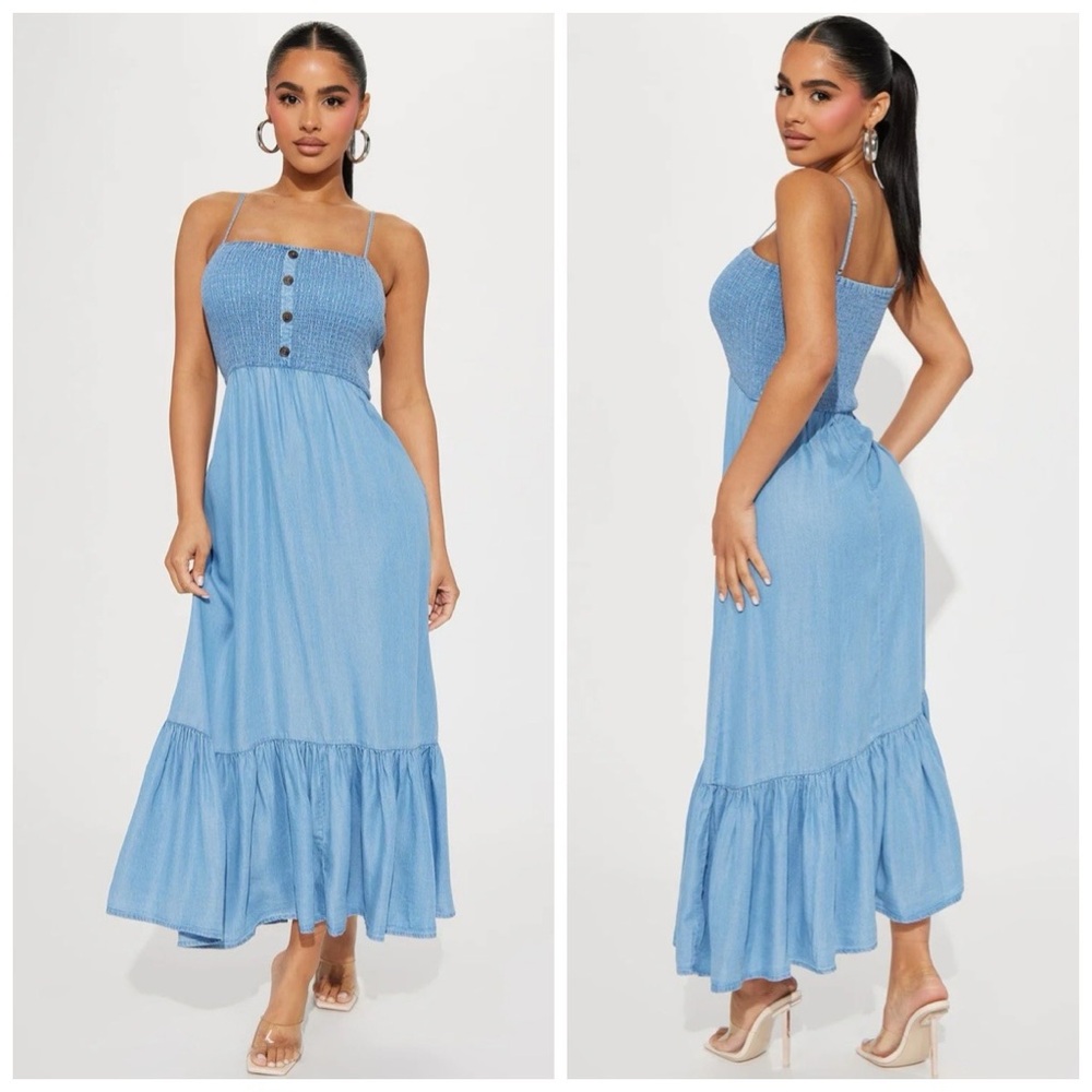 Denim Midi Dress - Watching Sunsets Midi Dress